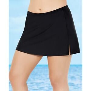 Swimsuits For All Side Slit Swim Skirt Built In Brief Women 14 Black Plus New